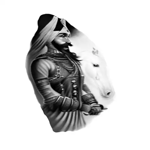 Sikh Warrior Riding A Horse