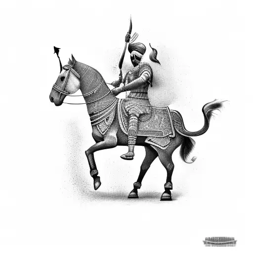 Sikh Warrior Riding A Horse To Battle