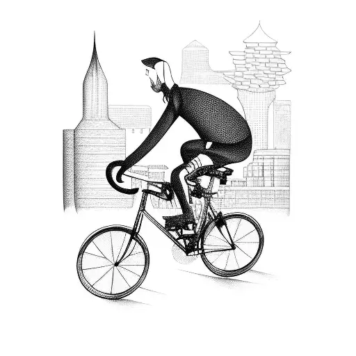 A Cyclist Riding Through A Cityscape Made Entirely Of Different Types Of Food