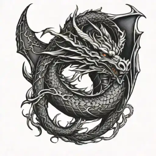 Dragon Wrapped Round Arm To The Neck