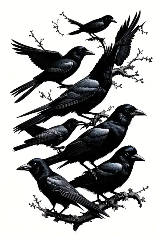 Crows All Different Sizes Silhouette