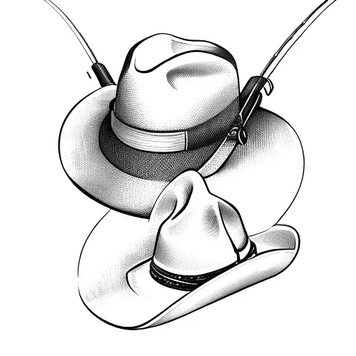 A Fishing Rod Catching A Cowboy Hat