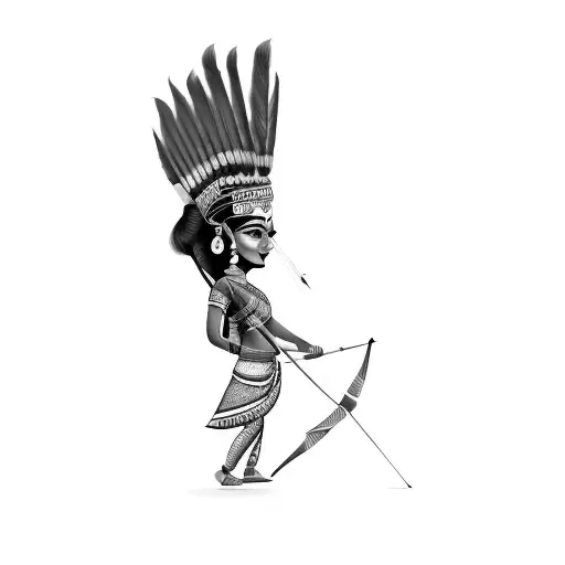 An Indian Woman With A Bow And Arrow