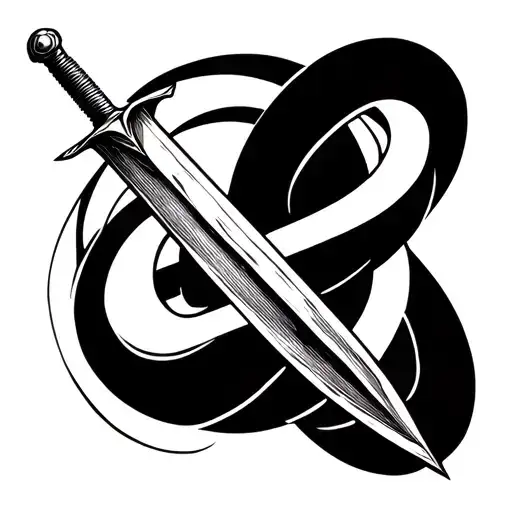 Minimal Infinity Symbol With A Modern Day Sword Tattoo In The Center