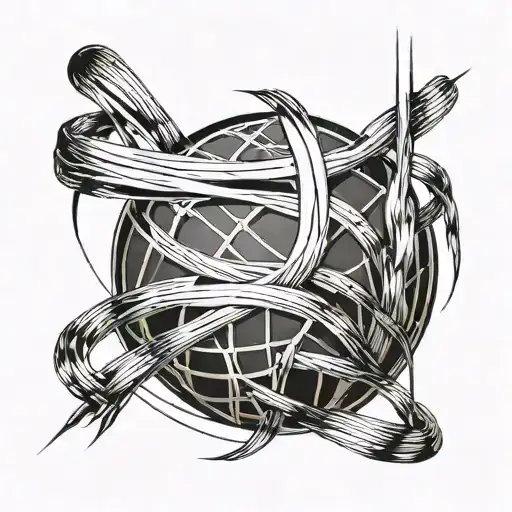 Abstract Representation Of Muscle Fibers Intertwined With Basketball Lines
