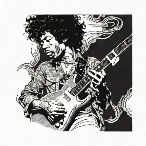 Jimi Hendrix Playing A Guitar