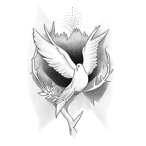 Dove In Woods Near Water