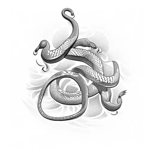 Red Snake With Black Flower