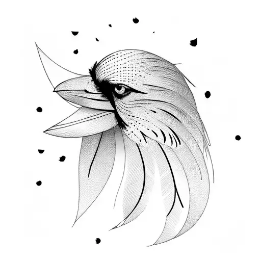 Feather In An Inkblot Where A Crow Flies Away