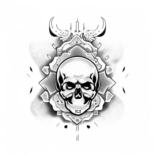 Death Skull With 2 50Ae Desert Eagle Pistols