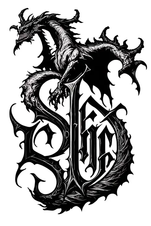 Gothic Lettering Style Inscription With The Inscription Demon