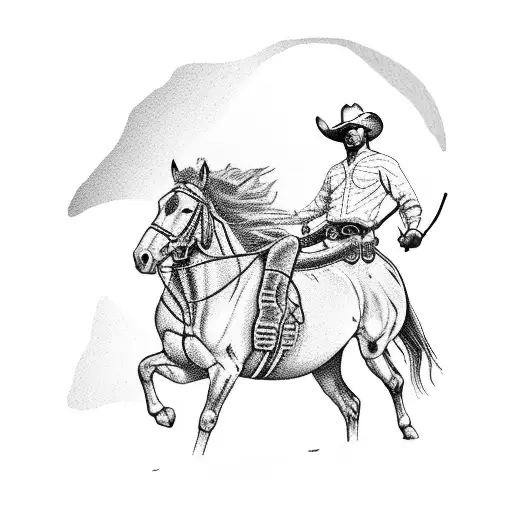 Cowboy On Horse With Shadow Of Native American On Horse