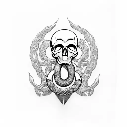Skull With Snake