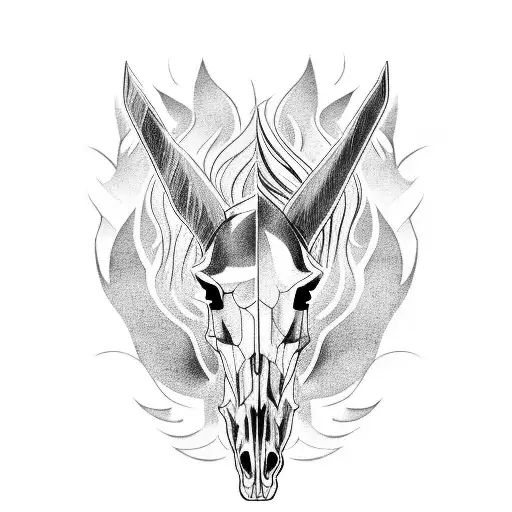 Horse Skull With Fire And Racing Flags