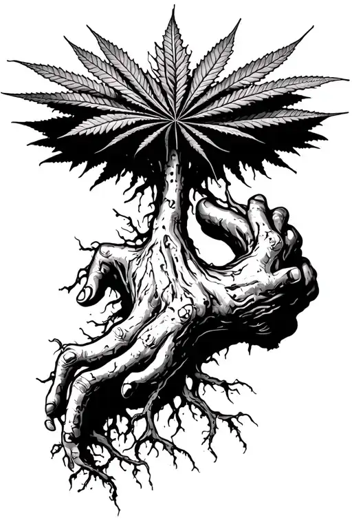 Cannabis Growing Roots Forming The Shape