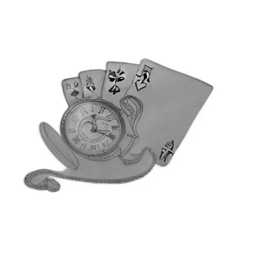 Playing Cards And A Clock