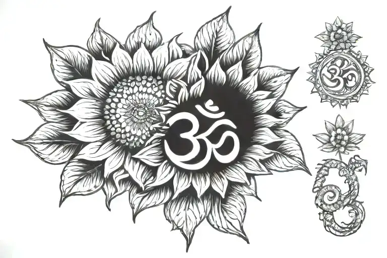 Sunflower And Om Symbol