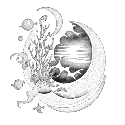 Moon Flowers And Ocean