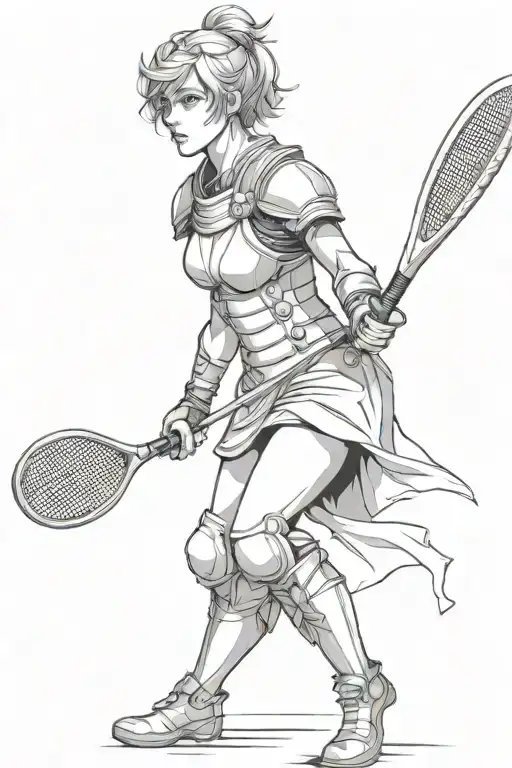 Female Warrior With Short Hair Who Wears Armor And Plays Tennis