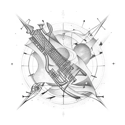 An Aquarius Constellation Formed By Black And Grey Musical Instruments