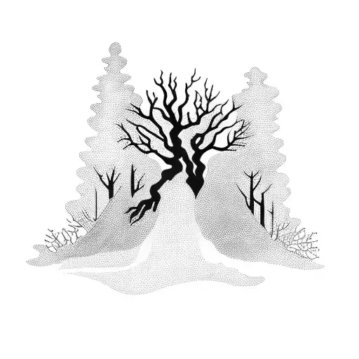 A Ghostly Silhouette Emerging From A Misty Forest