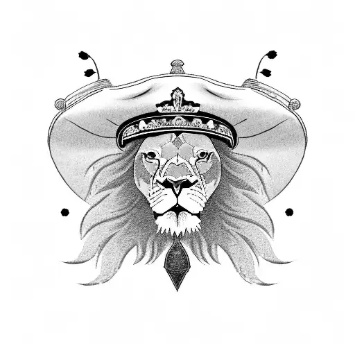 A Regal Lion Wearing A British Airforce Pilot Hat Surrounded By Poppy Flowers