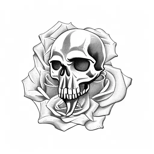 Skull With Mouth Open And Rose Inside On Forearm
