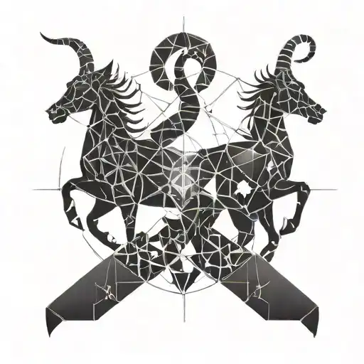 A Geometric Capricorn Constellation Intertwined With Intricate Dance Poses