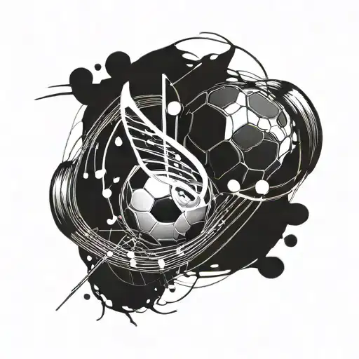 A Tattoo Design Combining Musical Notes And Football Elements