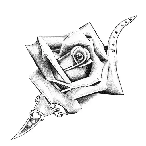 Dagger With Chains And Rose