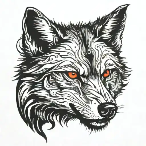 Wolf With Red Eyes