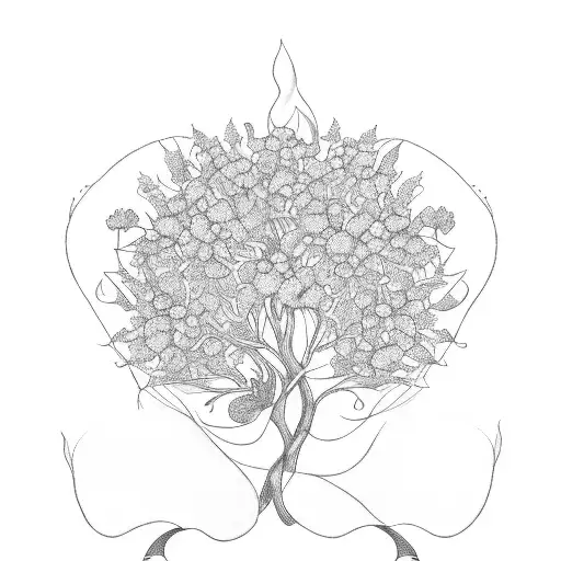 An Elegant And Minimalist Representation Of A Family Tree With Flowers As Leaves