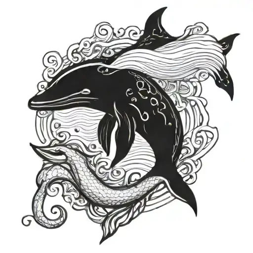 Whale Fall With Siren Mermaid