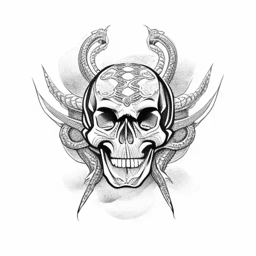 Skull With Snake