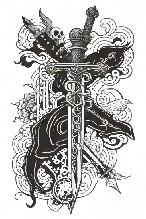 Sword With A Psychology Symbol On The Handle With A Brain And Heart Being Impaled By The Sword