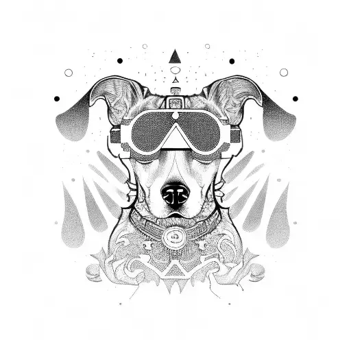 A Psychedelic Dog Wearing Rave Goggles And Surrounded By Smoke