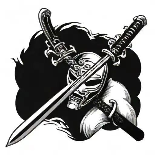 Two Katana Passing Through The Mask