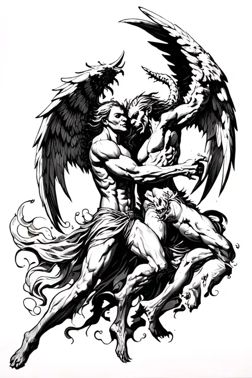 Angel And Demon Fighting
