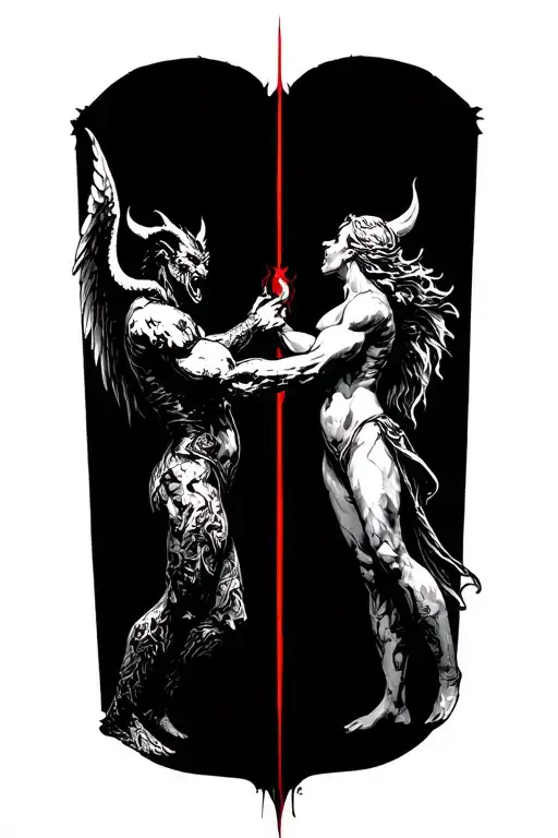 Demon And Angel Fighting Like Two Sides Of Life