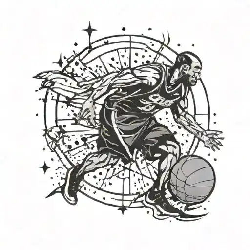 A Basketball Merging Into A Galaxy With Kobe's Silhouette In The Stars