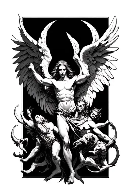 Angel Fighting Back Demons