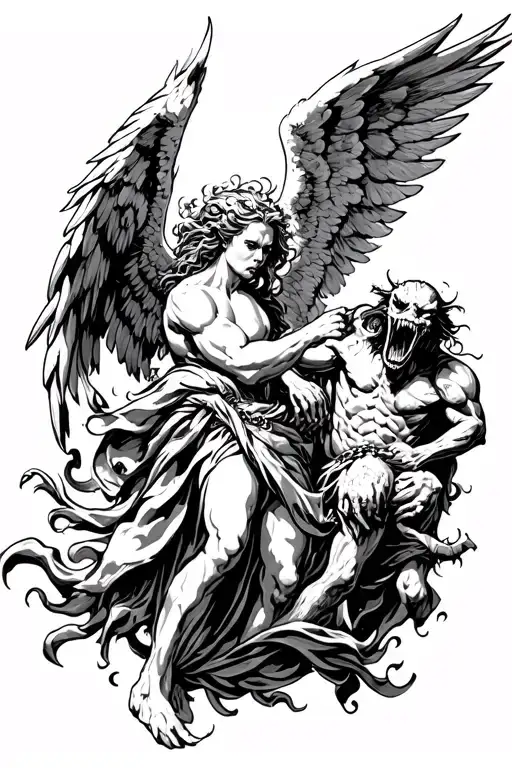 Angel Fighting Away Demons They Know