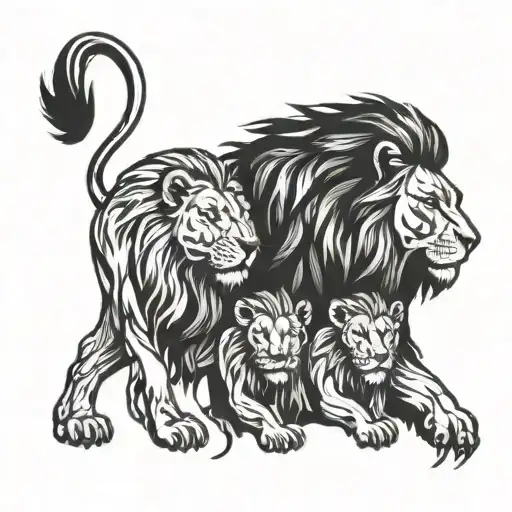 Lion And Family