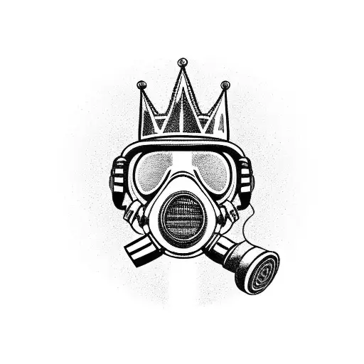 A Gas Mask Wearing A Crown Made Of Money