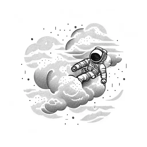 Astronaut Laying On Clouds