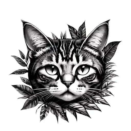 Cat Eyes Hidden By Jungle Bushes