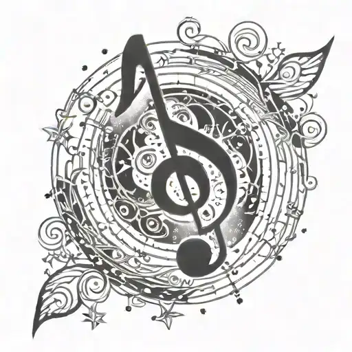 A Cosmic Music Note Blending Into A Spiral Galaxy