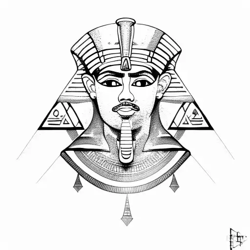 Egyptian King With Pyramid And Rubber
