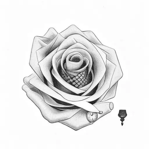 Black And White Rose With A Pocket Watch With A Meaningful Quote