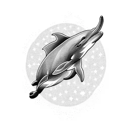 Dolphin Swimming Through A Field Of Stars